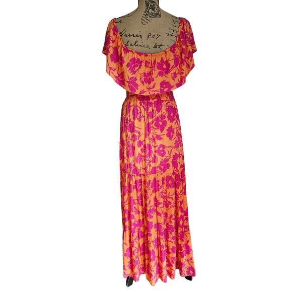 Flying Tomato Dress Off the shoulder/Square Ruffled Neckline Maxi Dress, Sz S - Picture 3 of 8